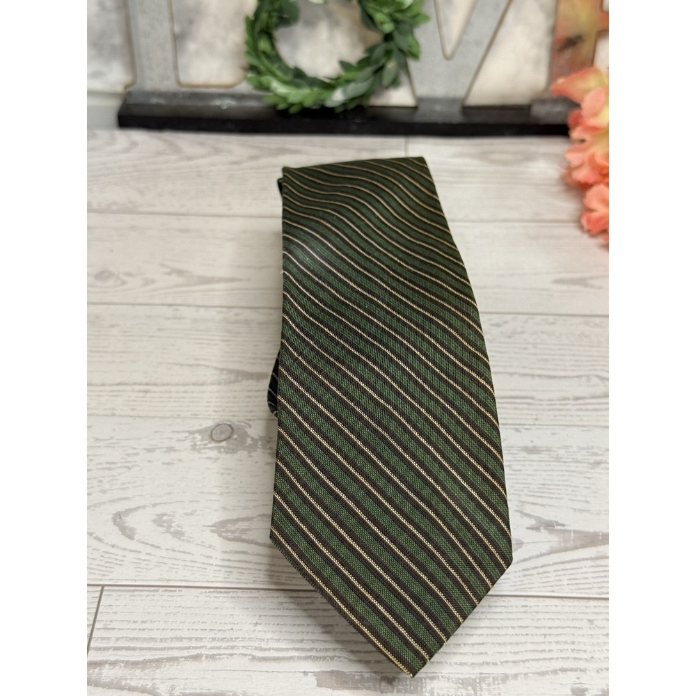 Ivy League Men's Green Gold Vintage 1950-60's Silk Cotton Tie Rep Trad Untipped - Picture 5 of 14